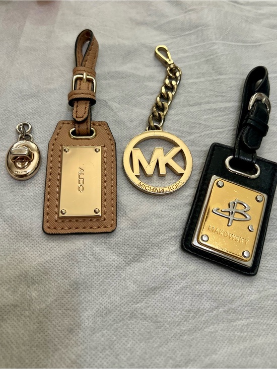 Coach Accessories - Coach, Michael Kors Gold MK Keychain and Mixed Leather Hangtag Bag charms